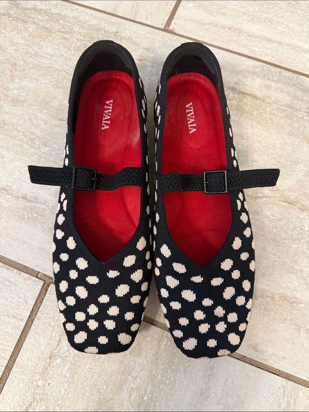 VIVAIA Square-Toe Mary Janes (Margot Mary-Jane) Flats Dots EU 39.5 US 8.5 - Picture 4 of 16